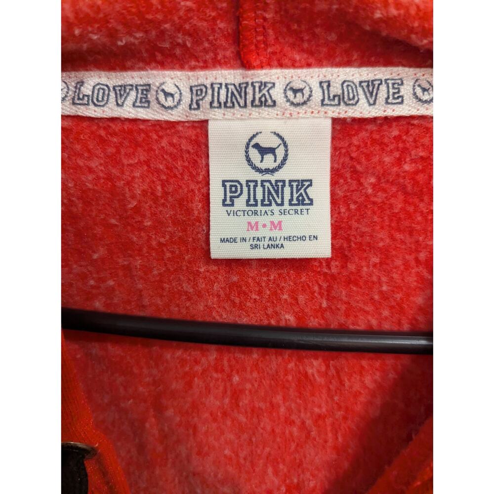 Red Zip Up Draw String Hooded Sweatshirt By Pink … - image 2